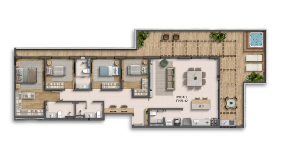 COBERTURA 4 QUARTOS 1 SUÍTE + 2 SEMISSUÍTES + LAVABO + VARANDA - 150m² a 179m²